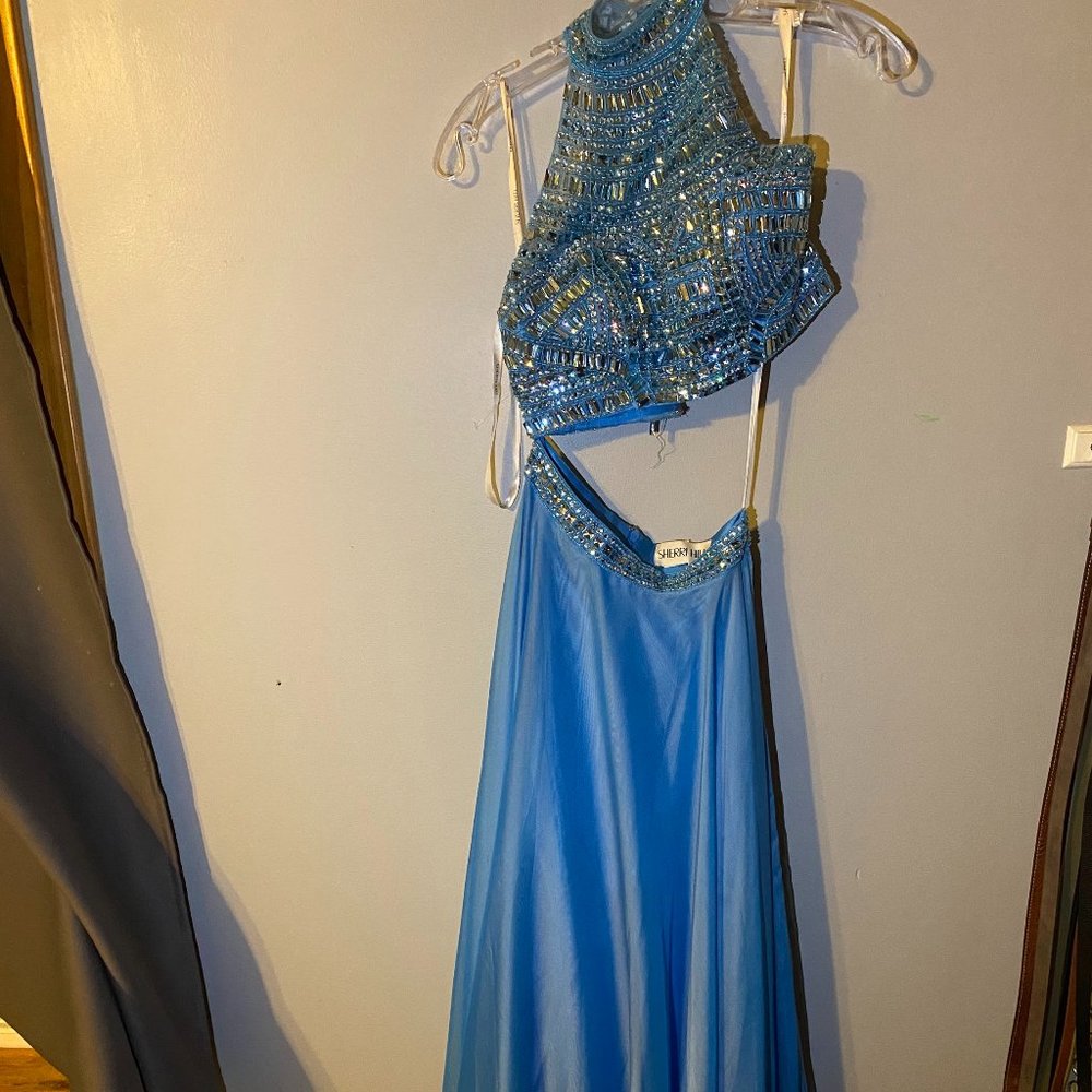 Blue sequin prom dress